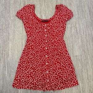ABERCROMBIE & FITCH red floral button front dress